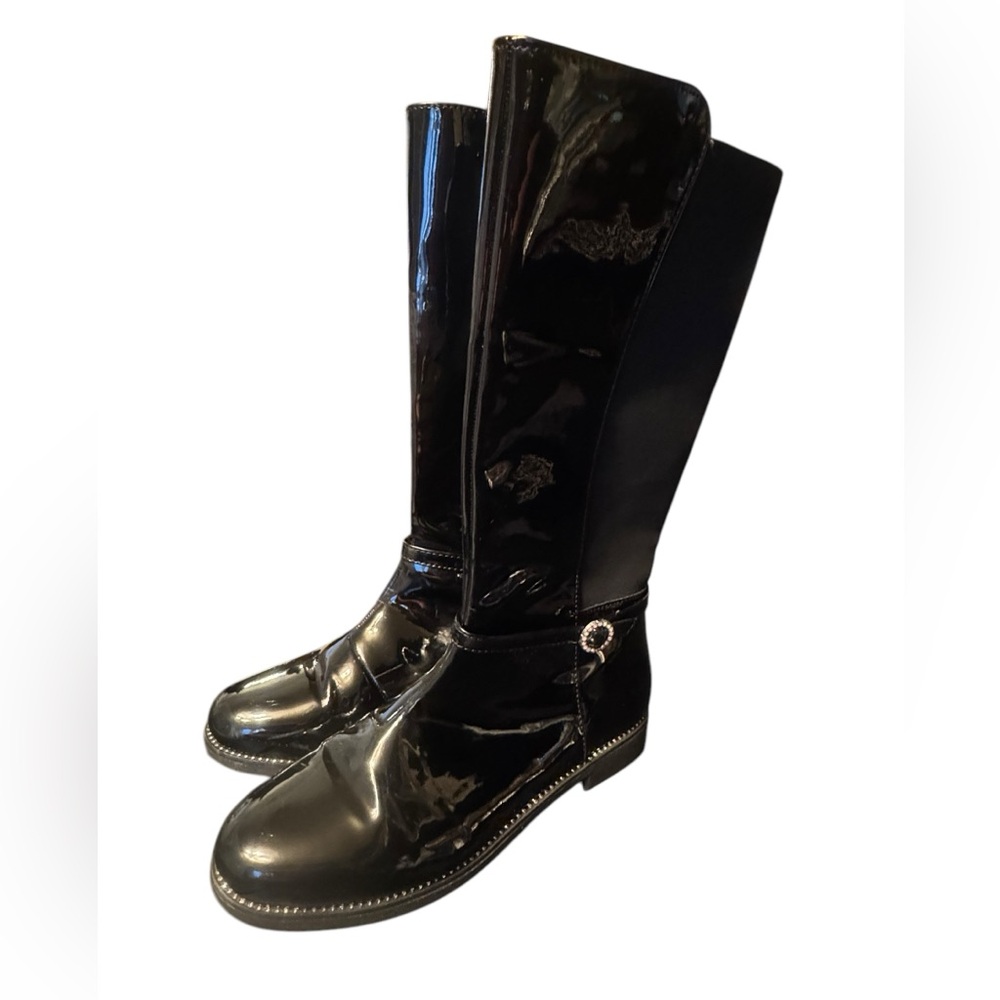 Gymboree Black Patent Leather Girls Boots Size 5 - Picture 1 of 10